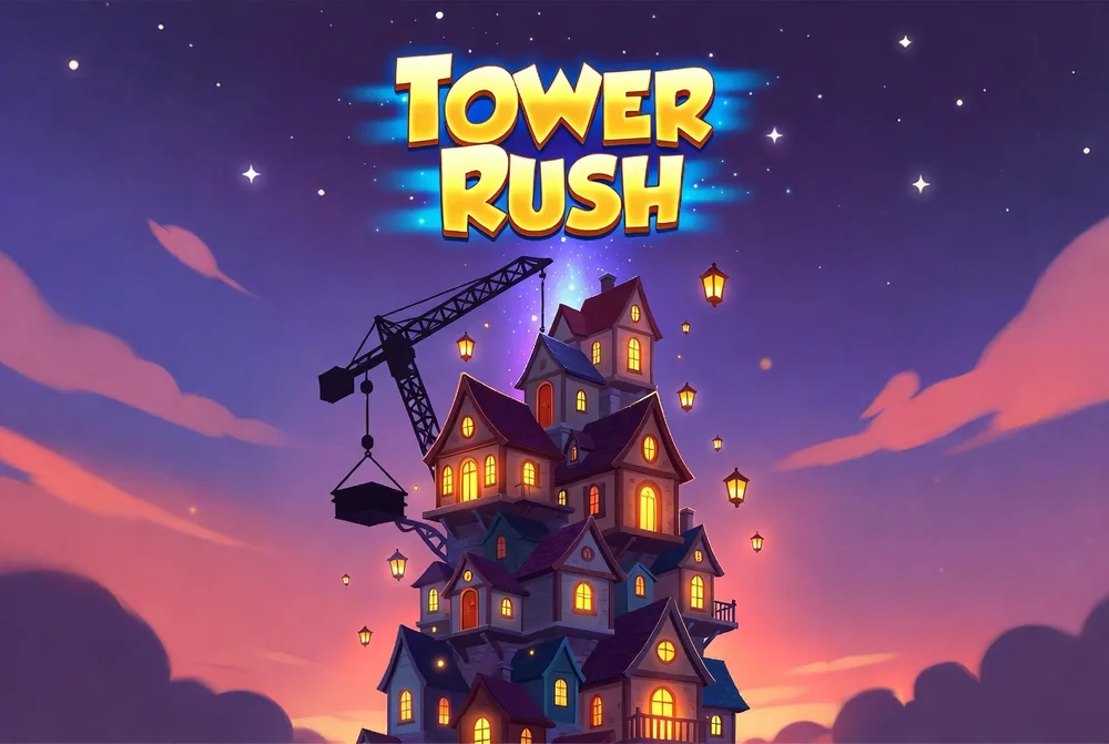 Tower Rush login screen at a casino lobby at night